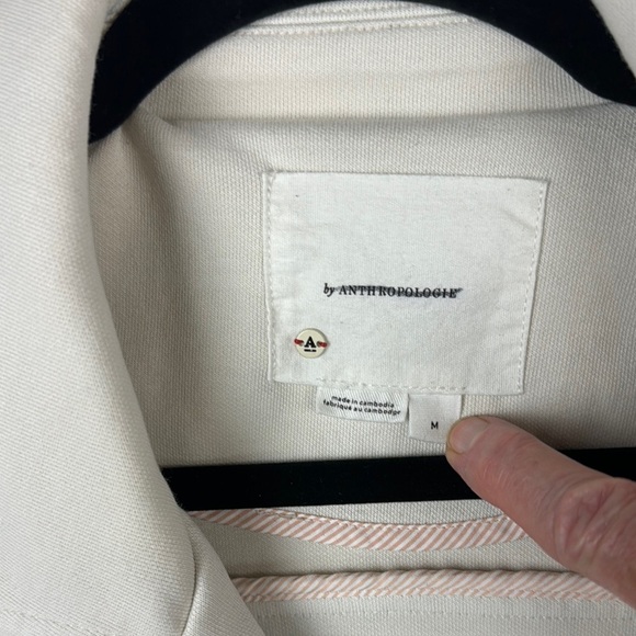 ANTHROPOLOGIE MOTO jacket Sz M CREME COLOR NWOT ZIPPERS SNAPS COTTON/poly blend - Picture 3 of 16